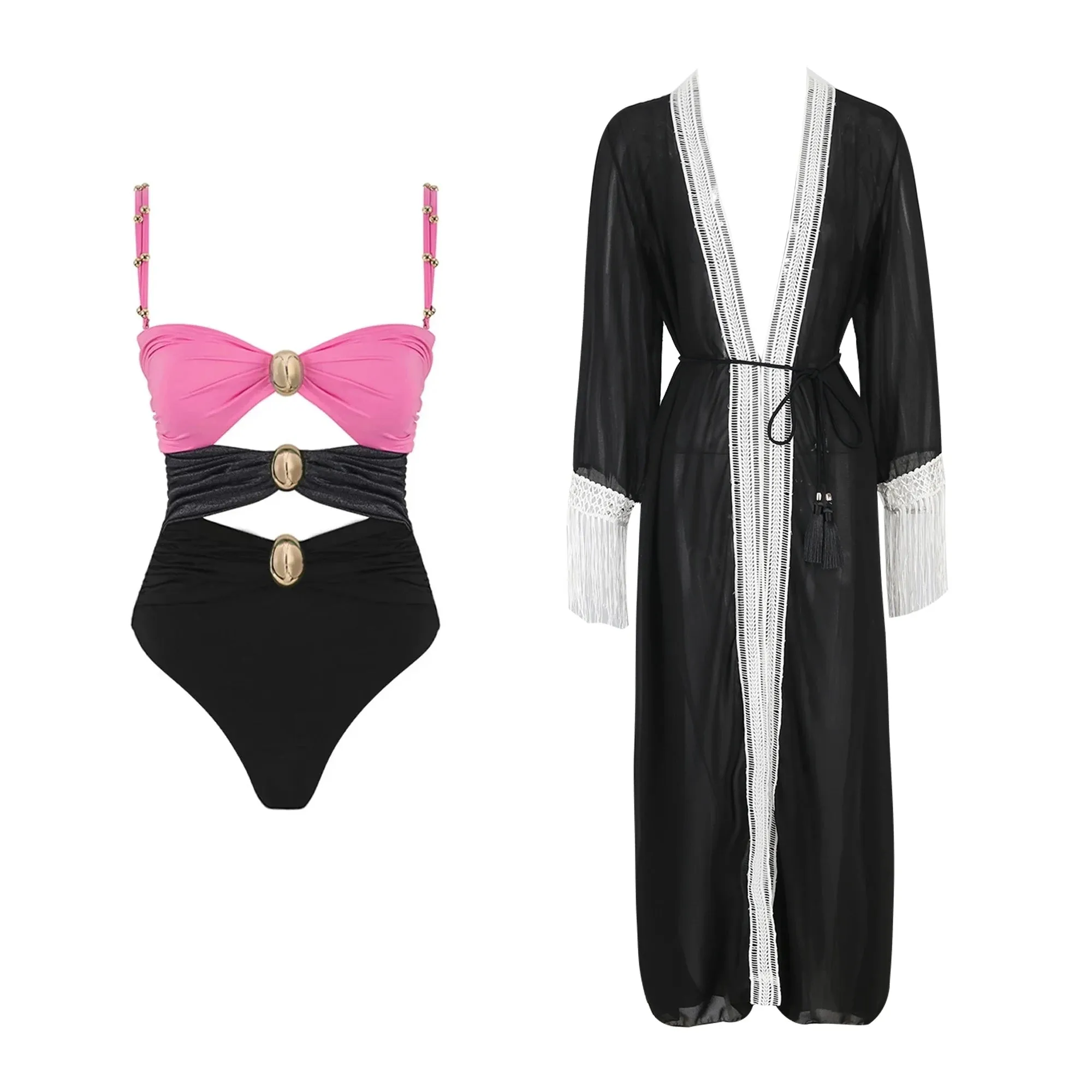 One Piece Cut Out Monokini and Cover up