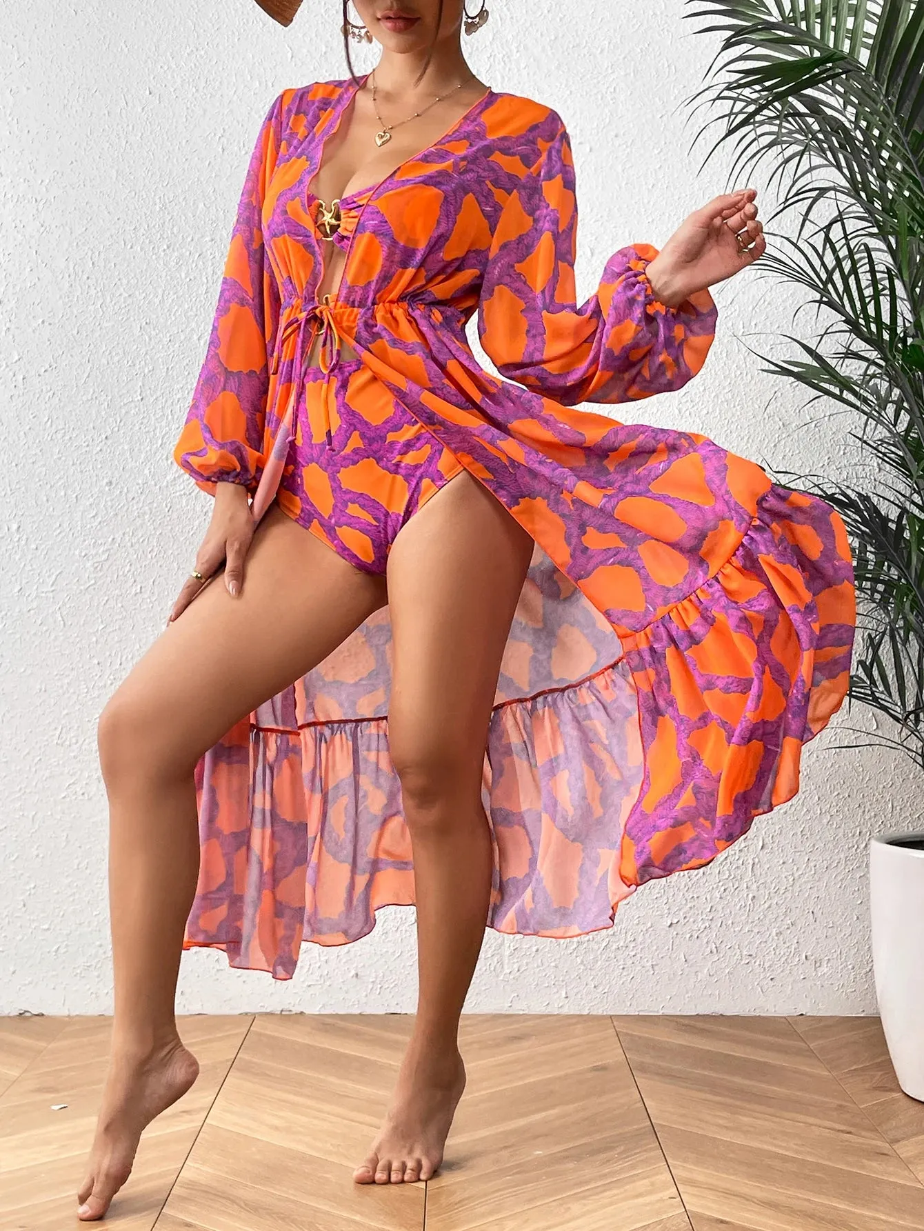 One Piece Cut Out Monokini and Cover up