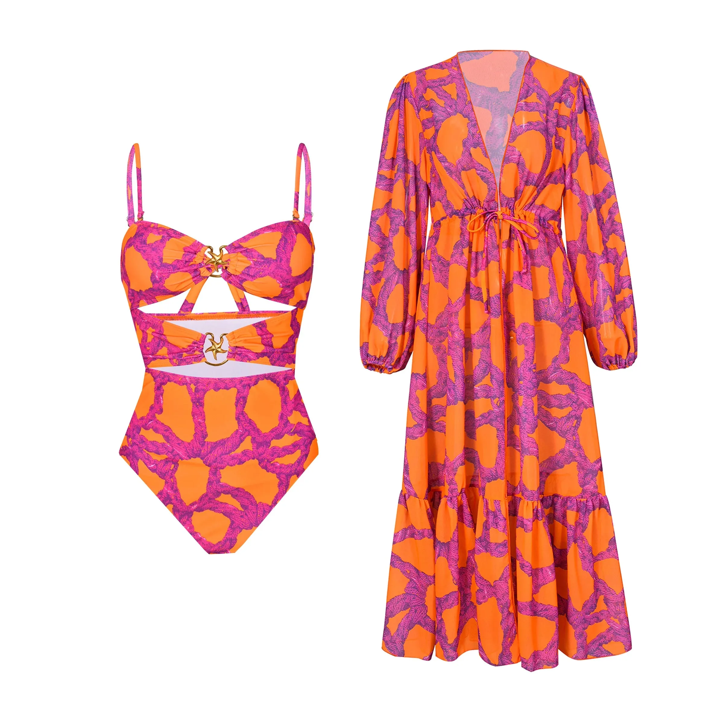 One Piece Cut Out Monokini and Cover up