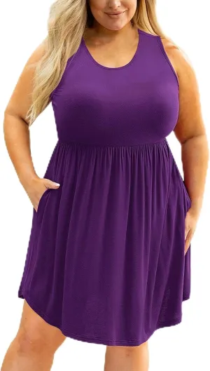 Oversized Dresses for Women Loose Fit Mini Dress Sleeveless Tank Tops Summer Beach Dress Plus Size Fashion Dress