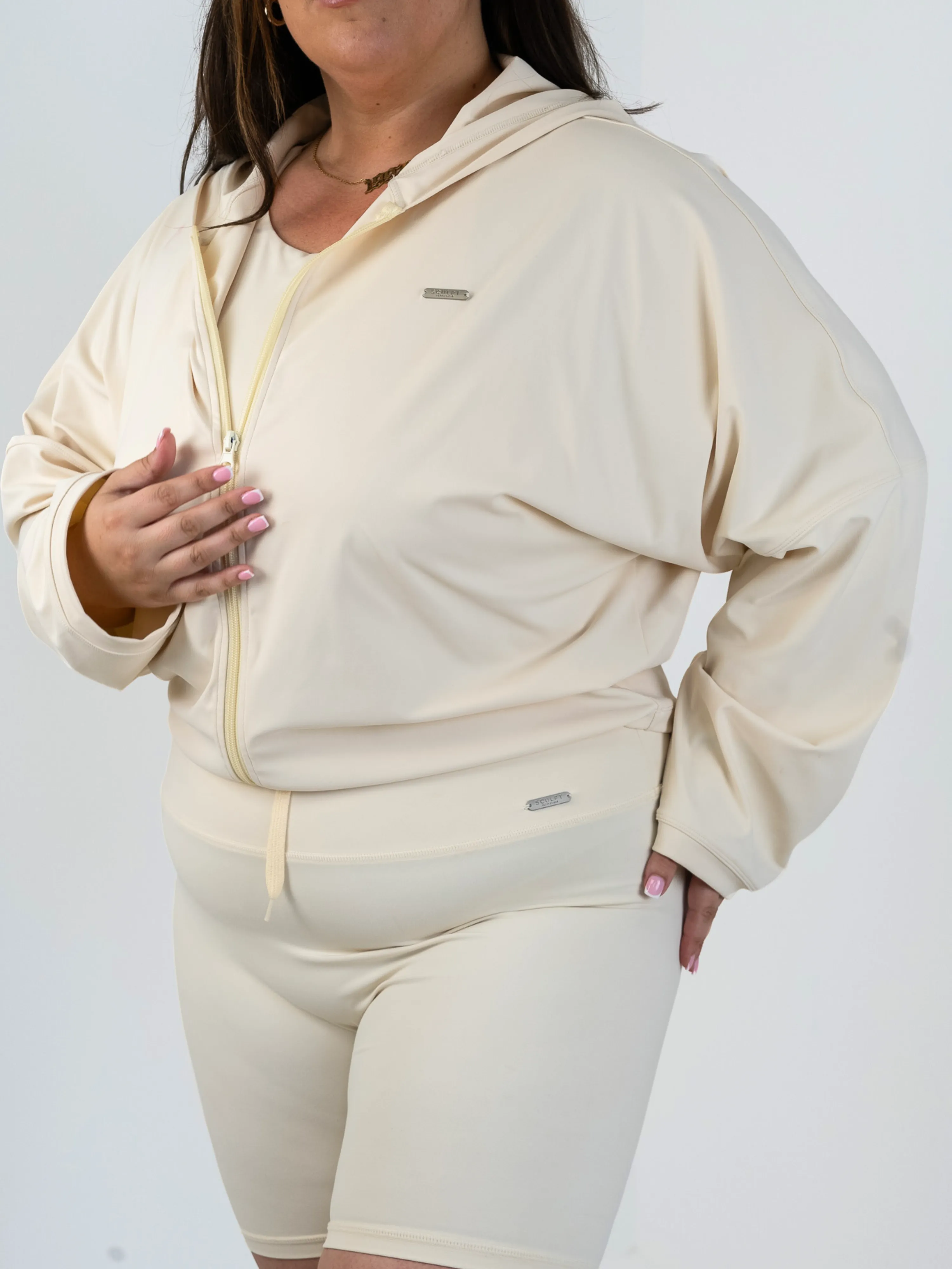 Oversized Light Zip Through Jacket Vanilla