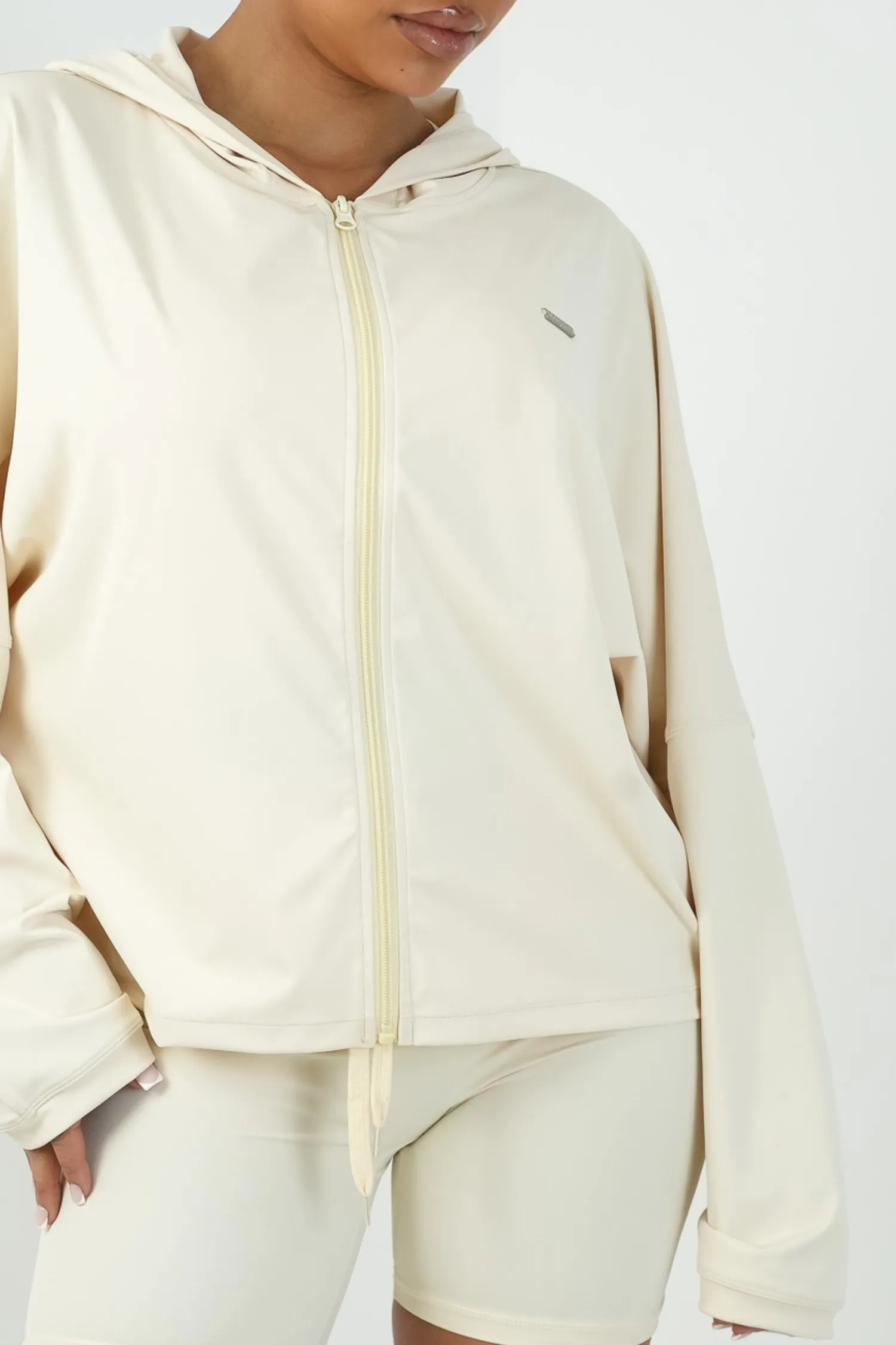 Oversized Light Zip Through Jacket Vanilla