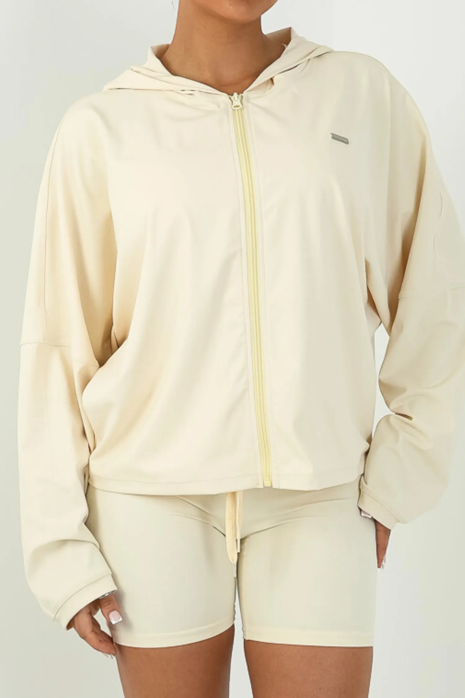 Oversized Light Zip Through Jacket Vanilla