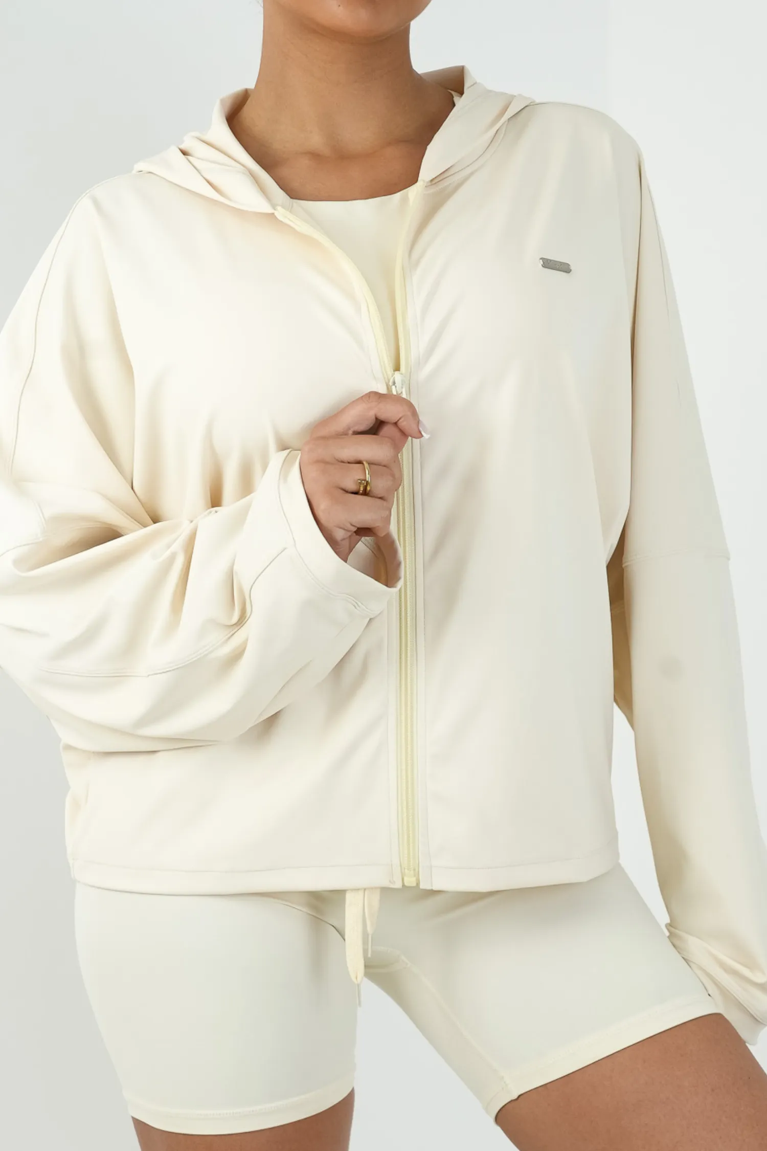 Oversized Light Zip Through Jacket Vanilla