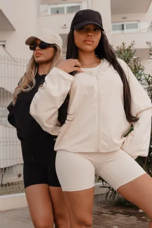 Oversized Light Zip Through Jacket Vanilla