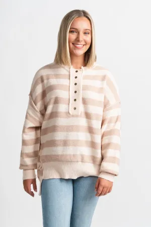 Oversized striped sweater natural/taupe