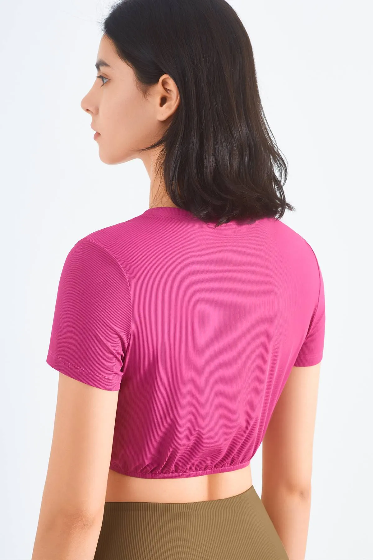 Ribbed Short Sleeve Tops UPF50 