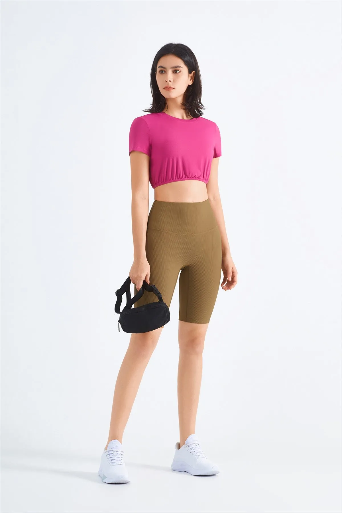 Ribbed Short Sleeve Tops UPF50 