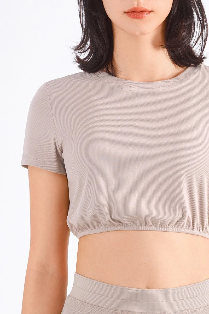 Ribbed Short Sleeve Tops UPF50 