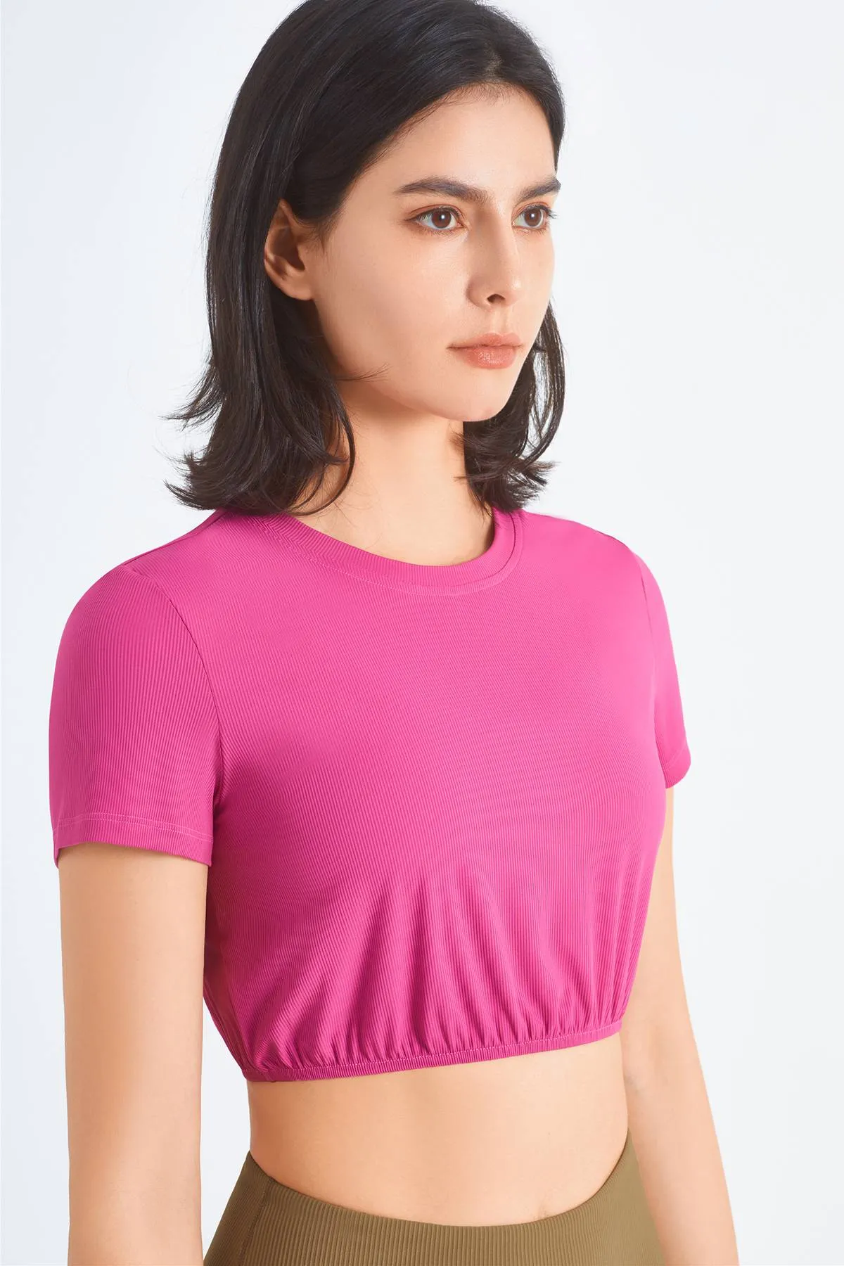 Ribbed Short Sleeve Tops UPF50 