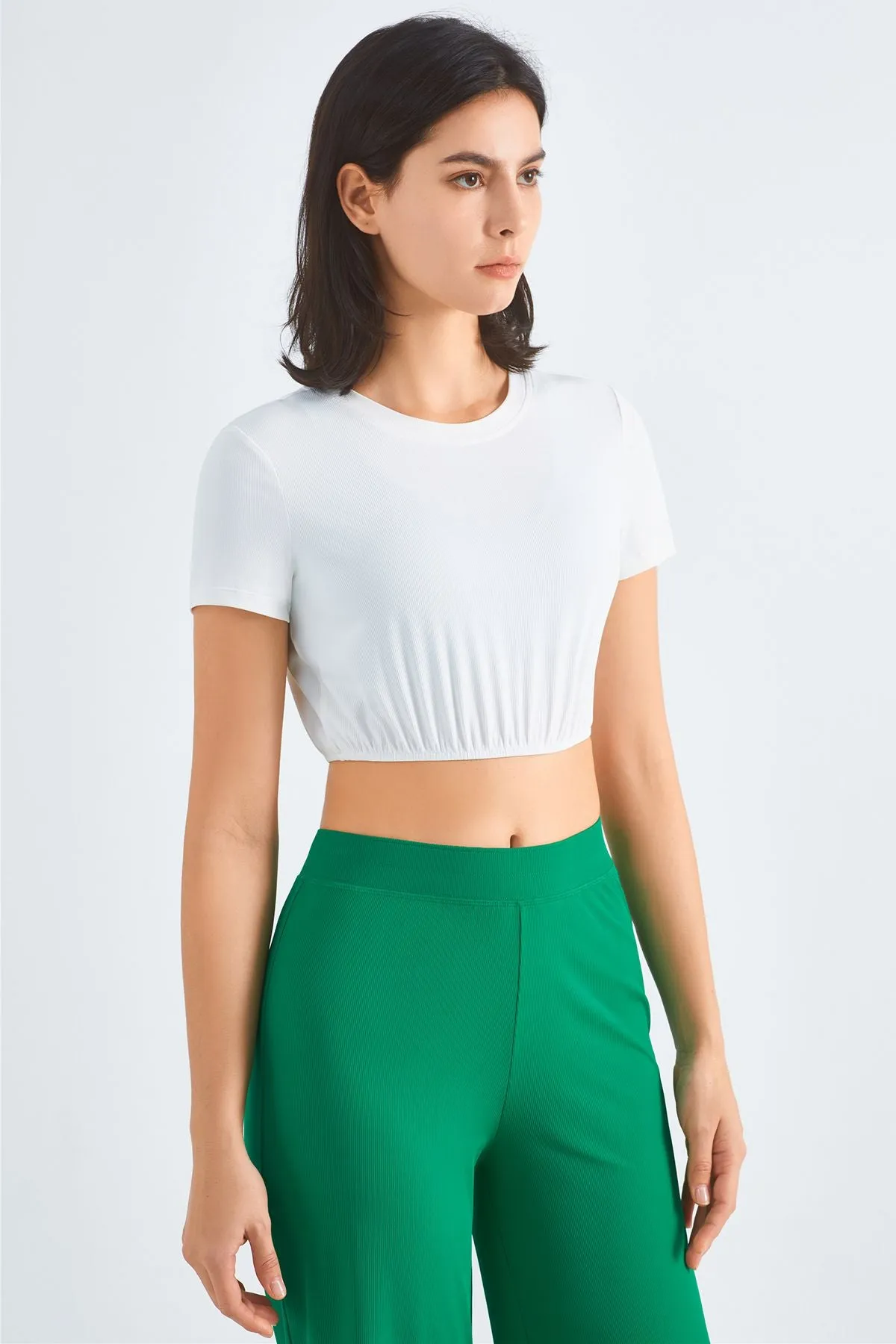Ribbed Short Sleeve Tops UPF50 