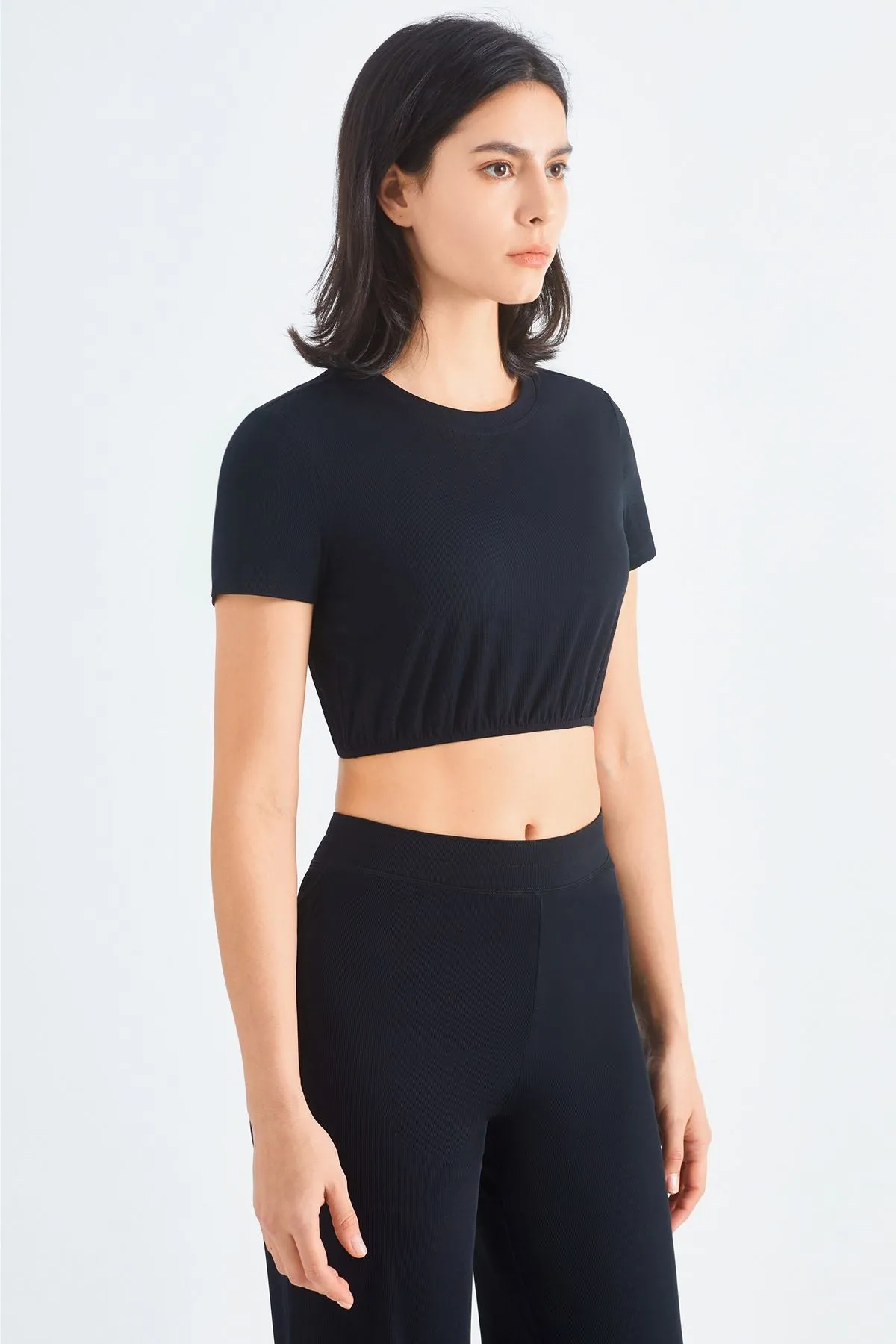 Ribbed Short Sleeve Tops UPF50 