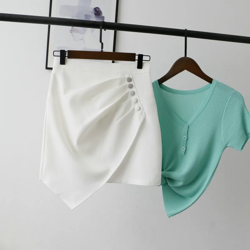 Skirt Summer Korean Women Elegant Pleated Skirt