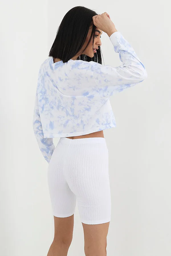 STRETCHY WHITE RIBBED CYCLING SHORTS