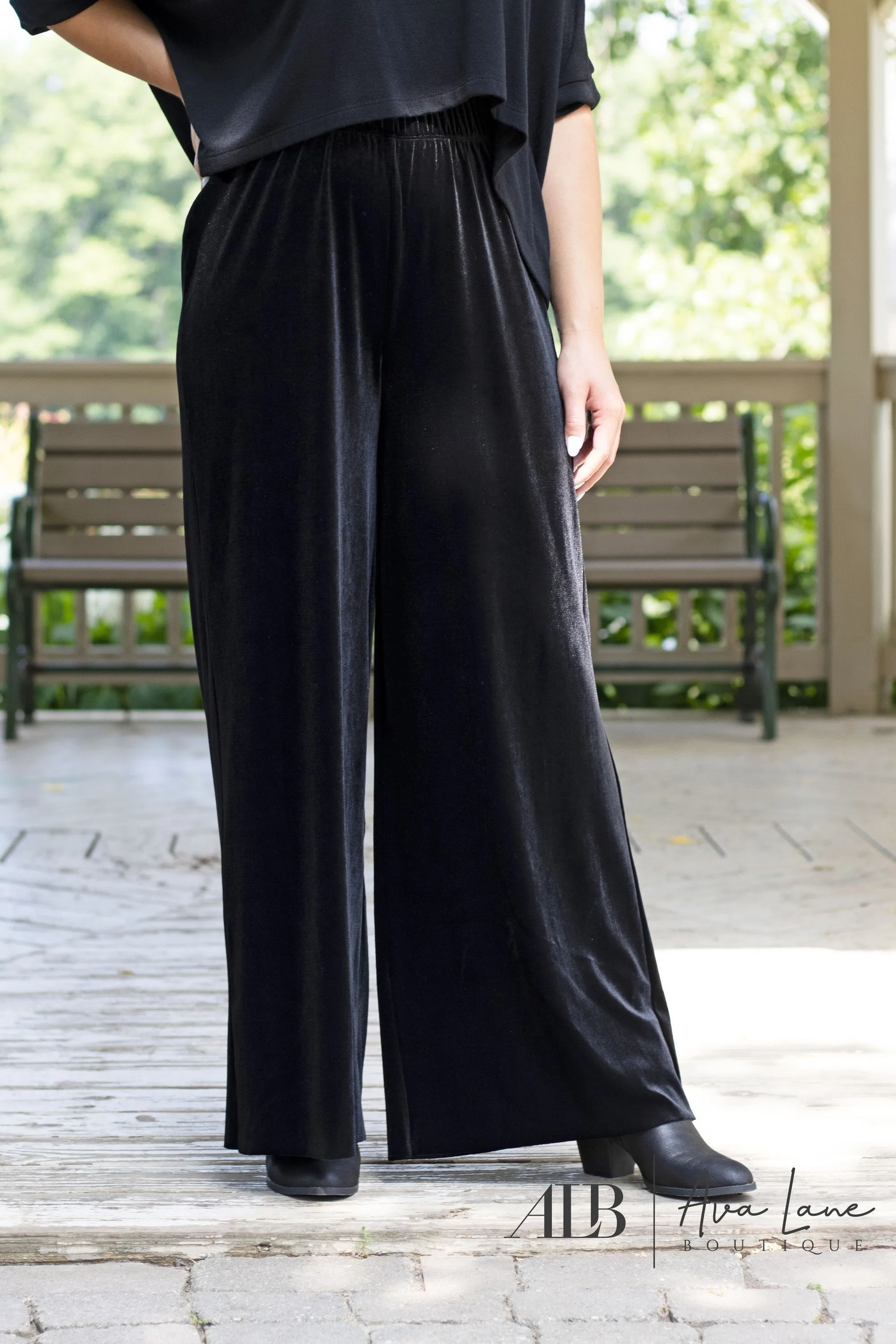 Velvet Shine Wide Leg Pants