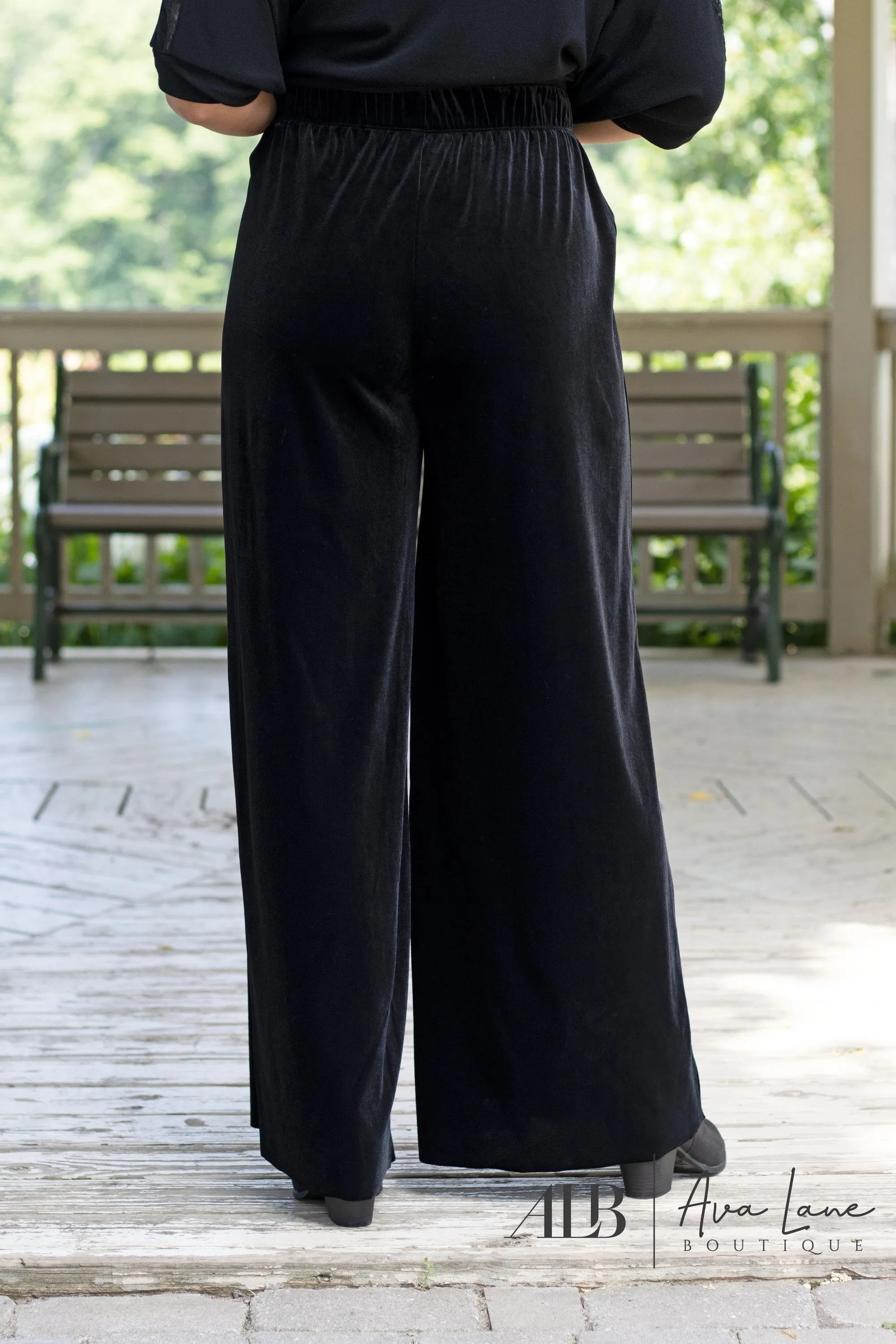 Velvet Shine Wide Leg Pants