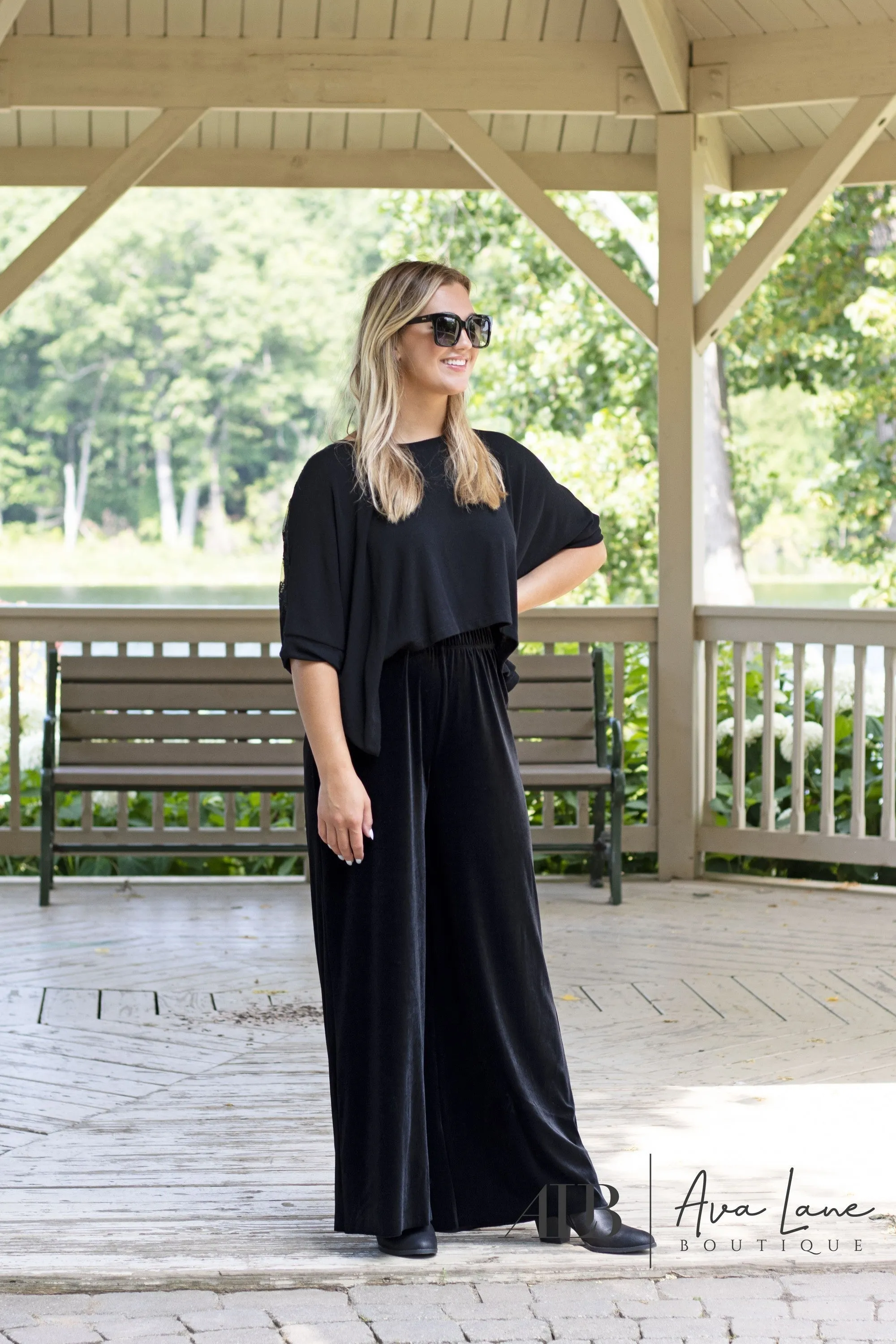 Velvet Shine Wide Leg Pants