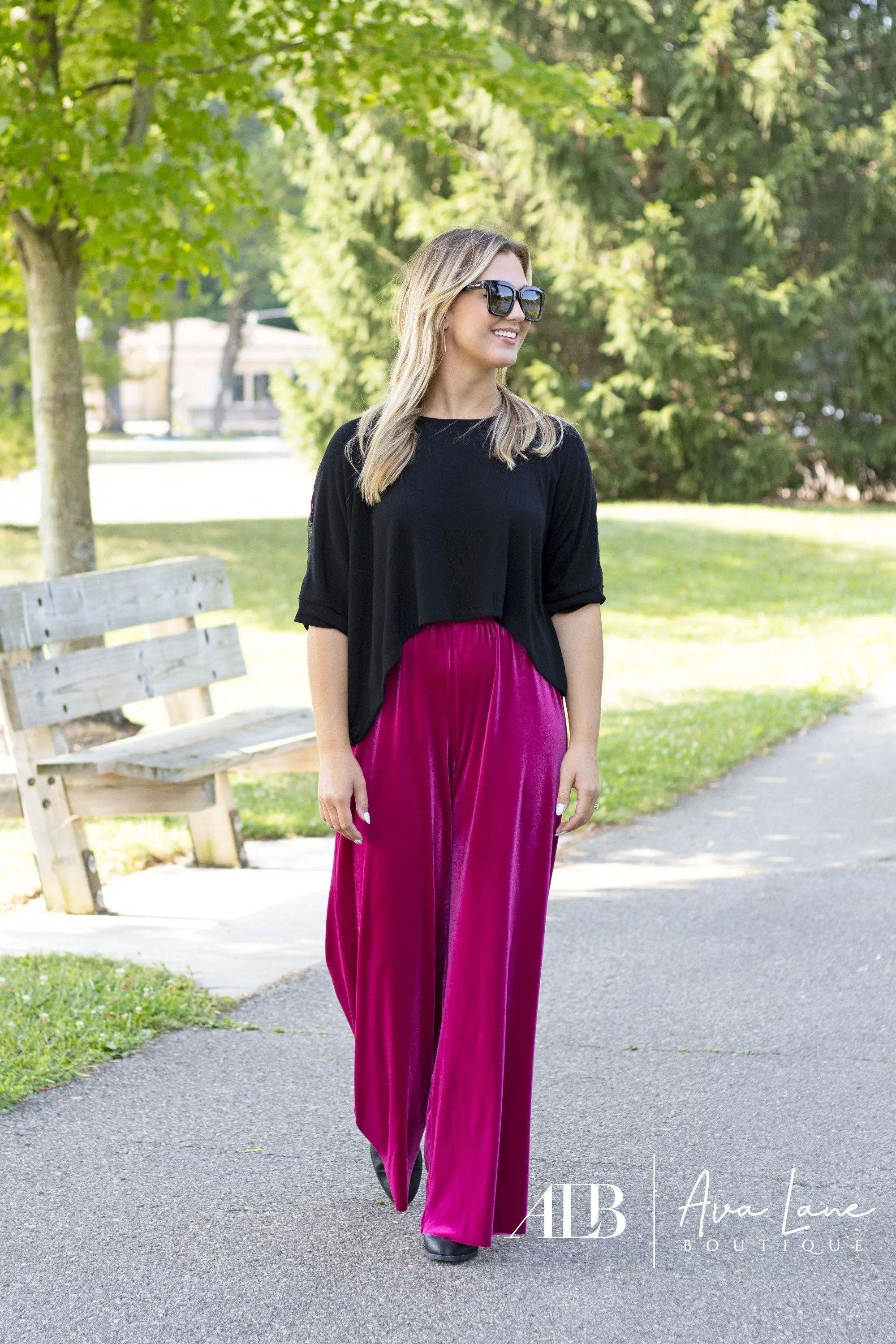 Velvet Shine Wide Leg Pants