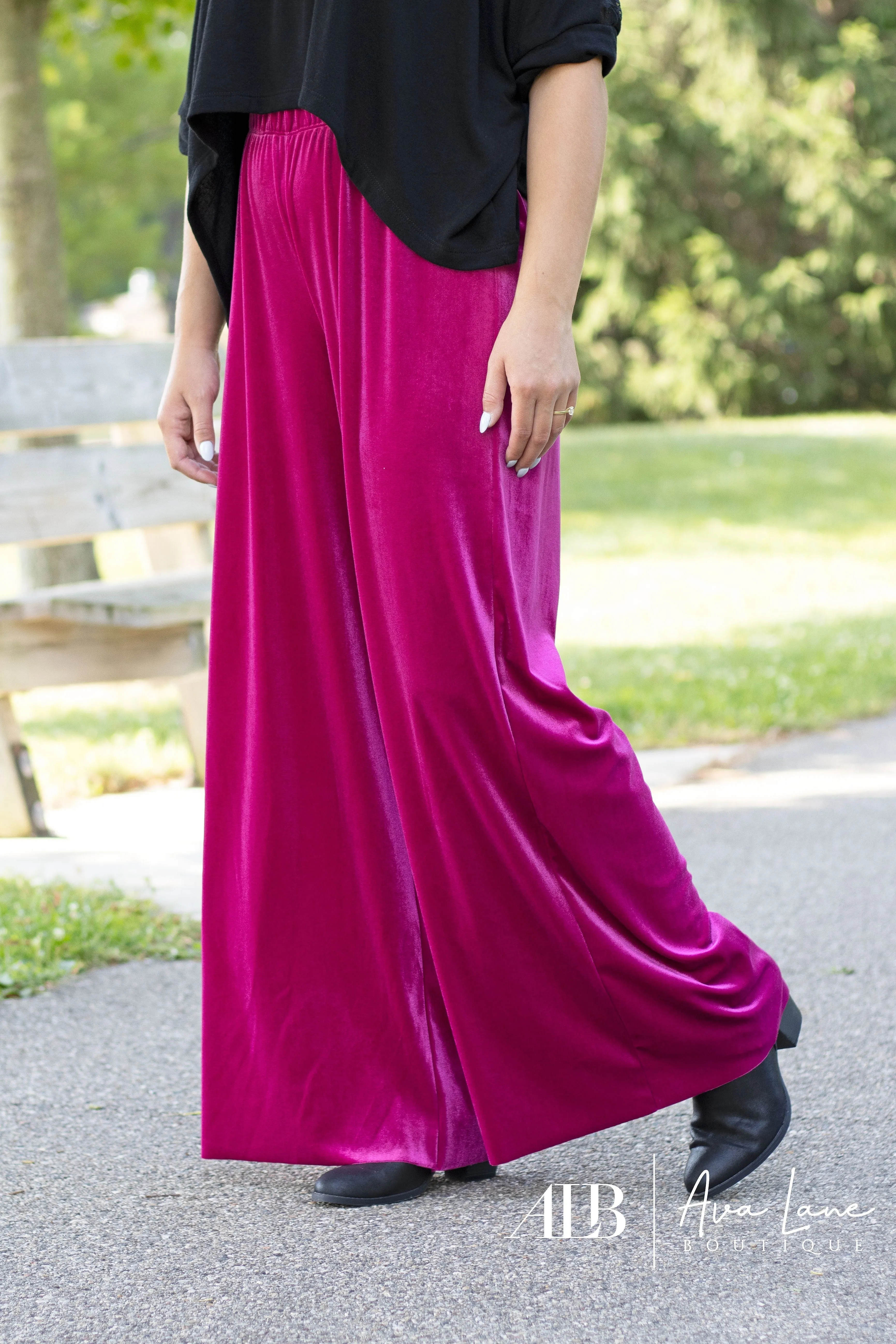 Velvet Shine Wide Leg Pants