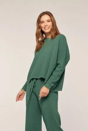 Waffle Knit Lounge Top - Green