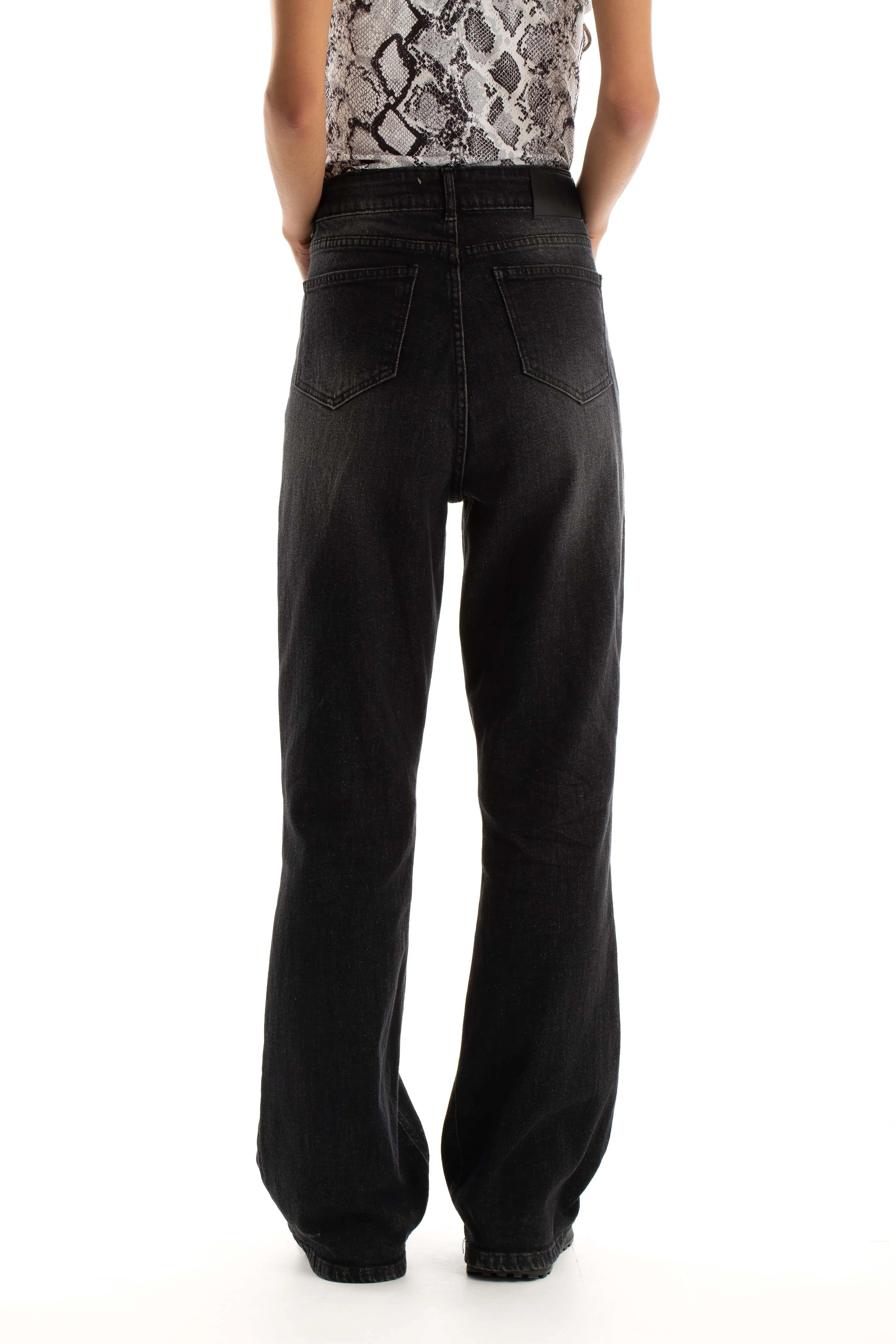 Women Flared Pants Black Black Wash