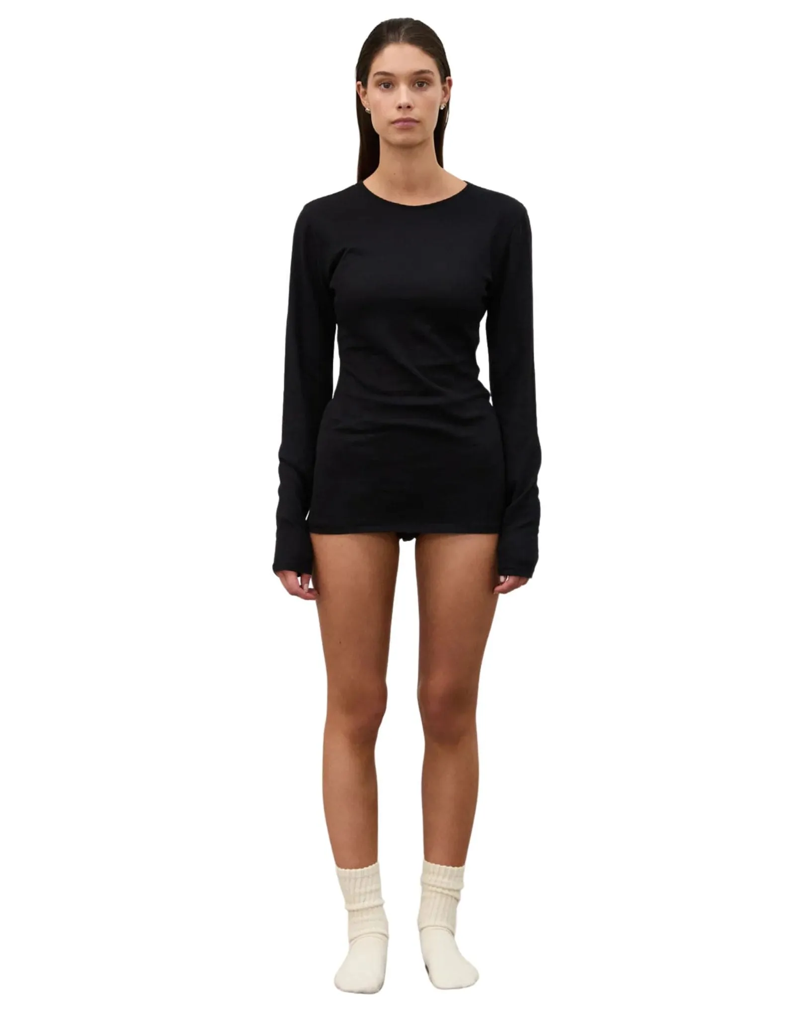 Womens Rib Hemp Jersey Long Sleeve Top