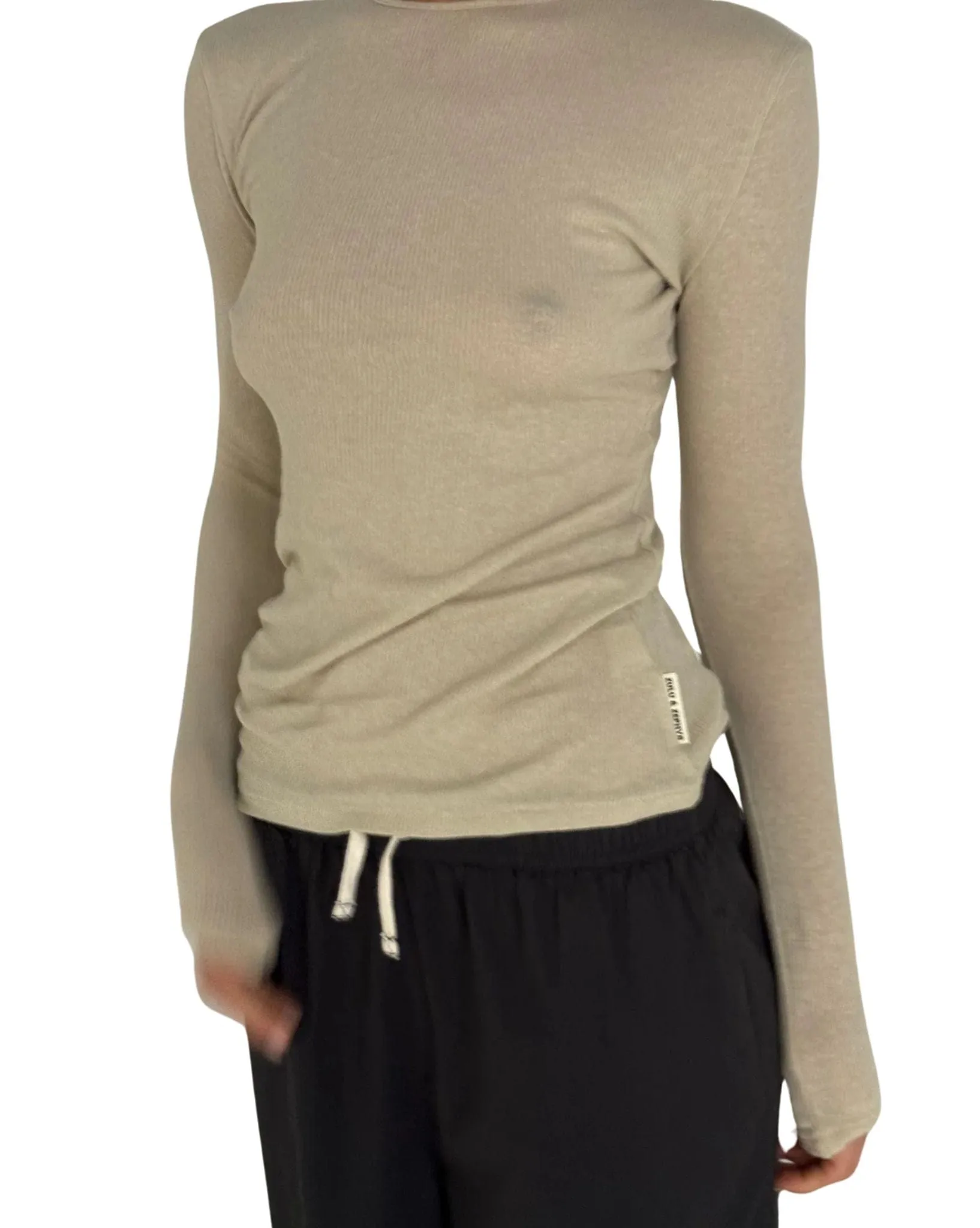 Womens Rib Hemp Jersey Long Sleeve Top