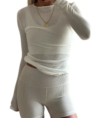 Womens Rib Hemp Jersey Long Sleeve Top