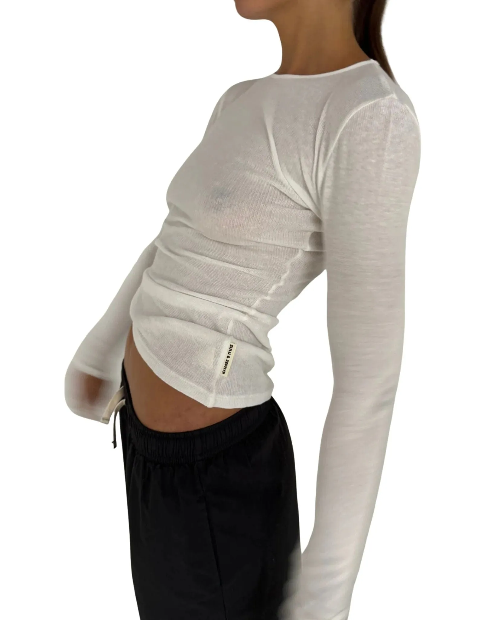 Womens Rib Hemp Jersey Long Sleeve Top