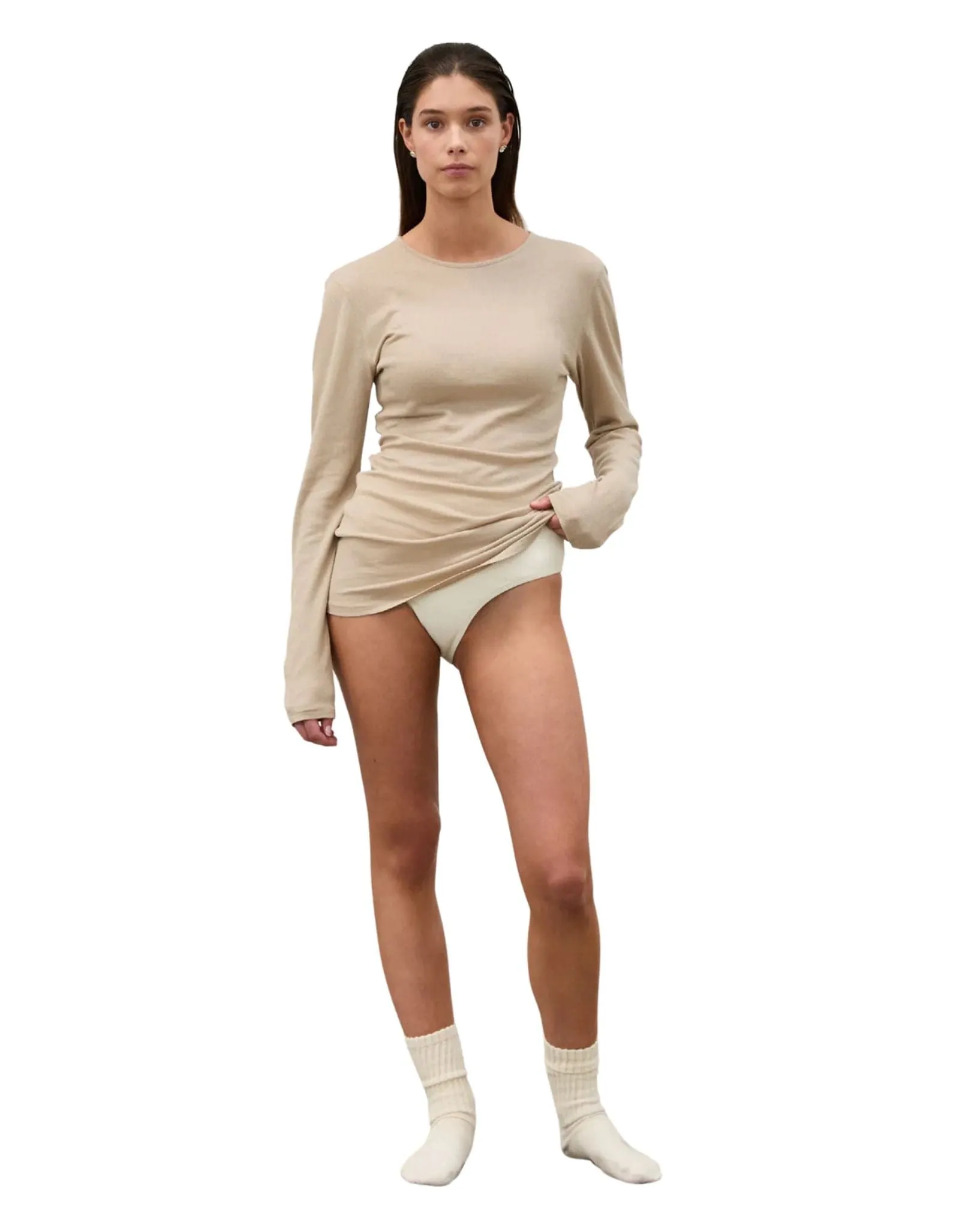 Womens Rib Hemp Jersey Long Sleeve Top
